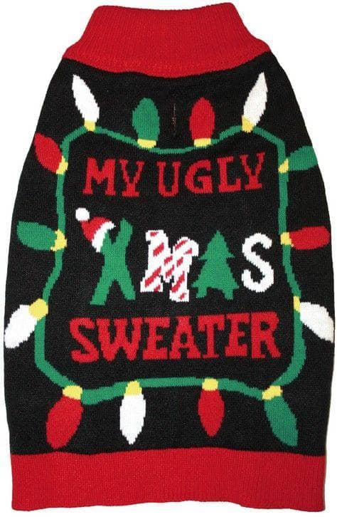 Fashion Pet Black Ugly XMAS Dog Sweater - Small